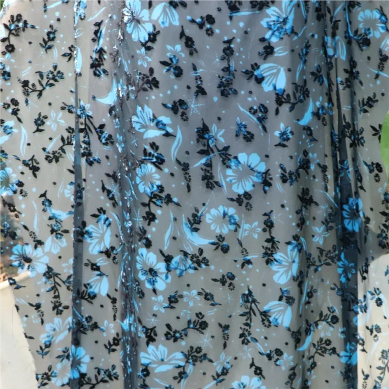 Velvet printed women's clothing fabric silk cheongsam dress