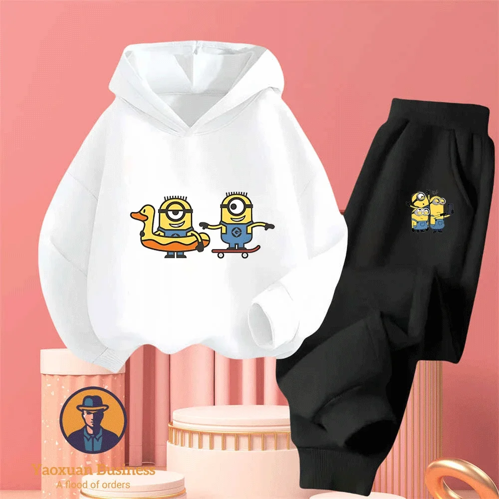 

Chic Minions Little Boys Kids 2-Piece Hoodie Set Cute Printed Cartoon Windproof Warm Autumn Winter Fashion