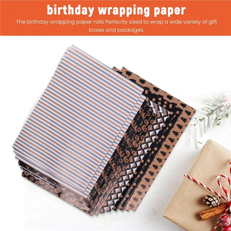 Popular 12 Sheets Christmas Wrapping Paper,Gift Wrapping Paper With 6 Different Patterns,Wrapping Paper For Christmas