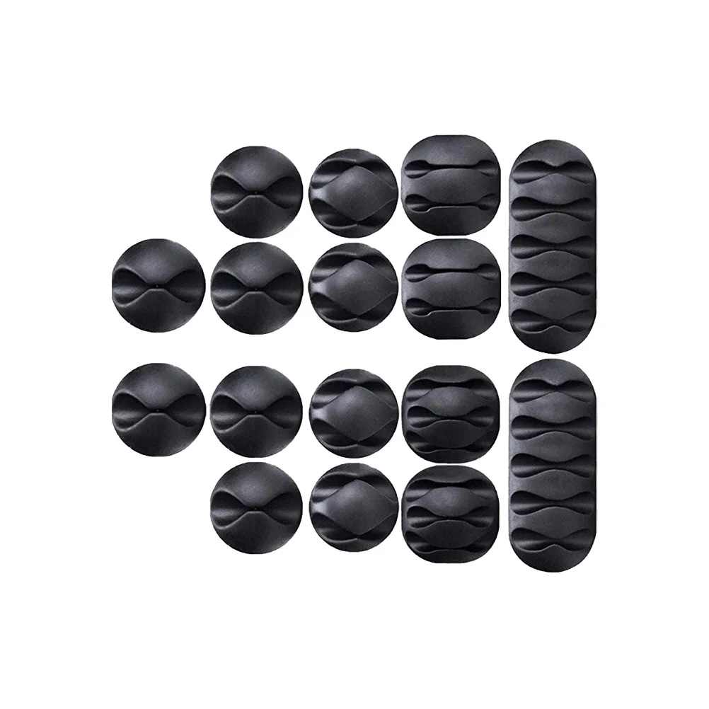 

16pcs Cord Holder Wire Clips 6 1-Hole 4 2-Hole 2 Large 2-Hole 3 5-Hole Cable Organizer For Desktop Pc Laptop Home Office Cord
