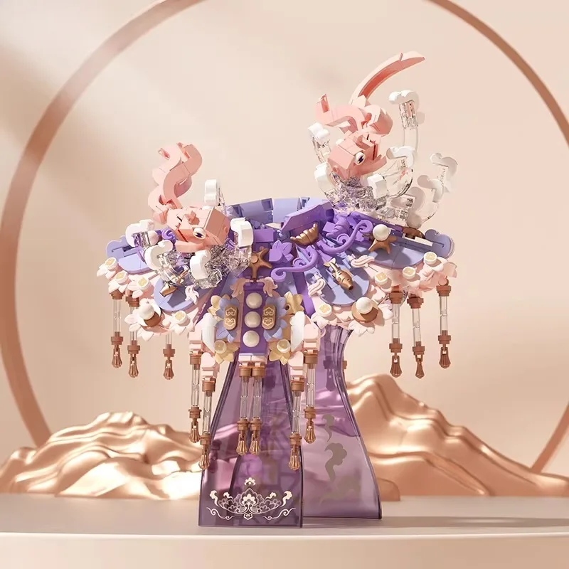 ชุดประกอบตัวต่อดอกไม้ประดิษฐ์ งานศิลปะสไตล์โบราณ โมเดลการ์ตูนอนิเมะ ของสะสมตั้งโต๊ะ ของตกแต่ง ของขวัญวันหยุดสำหรับเด็ก