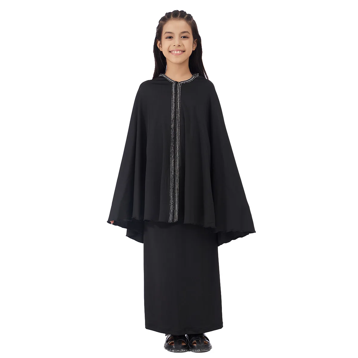 

2PCS Muslim Kids Girls Hijab Dress Khimar Abaya Eid Djellaba Turkey Kaftan Prayer Garment Niqab Burqa Ramadan Islam Jalabiya Set