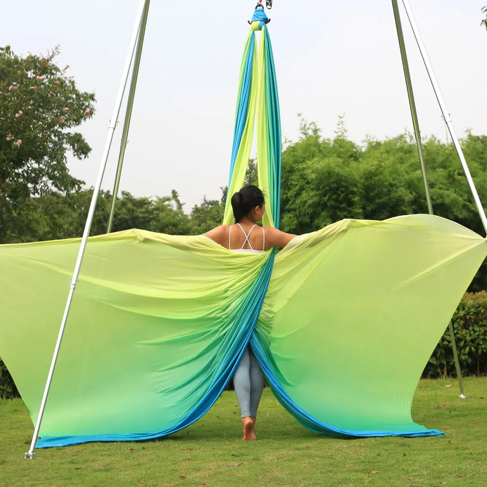 Newest Ombre Colorful 10 Meters Fabric Low Stretch Nylon High Strength Aerial Silk for Acrobatic Fly Dance