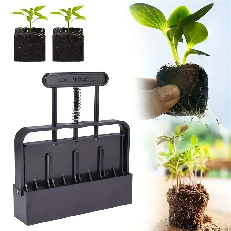 Seeds Pots for Plants Manual Soil Block Maker, Handheld Soil Preparation Tool Garden Soil Block Machine for Seedling Cultivation