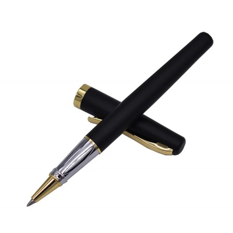 قلم كرات دوارة من الفولاذ A+ Duke 209 باللون الأسود غير اللامع مع قلم مكتب للكتابة بمشبك ذهبي