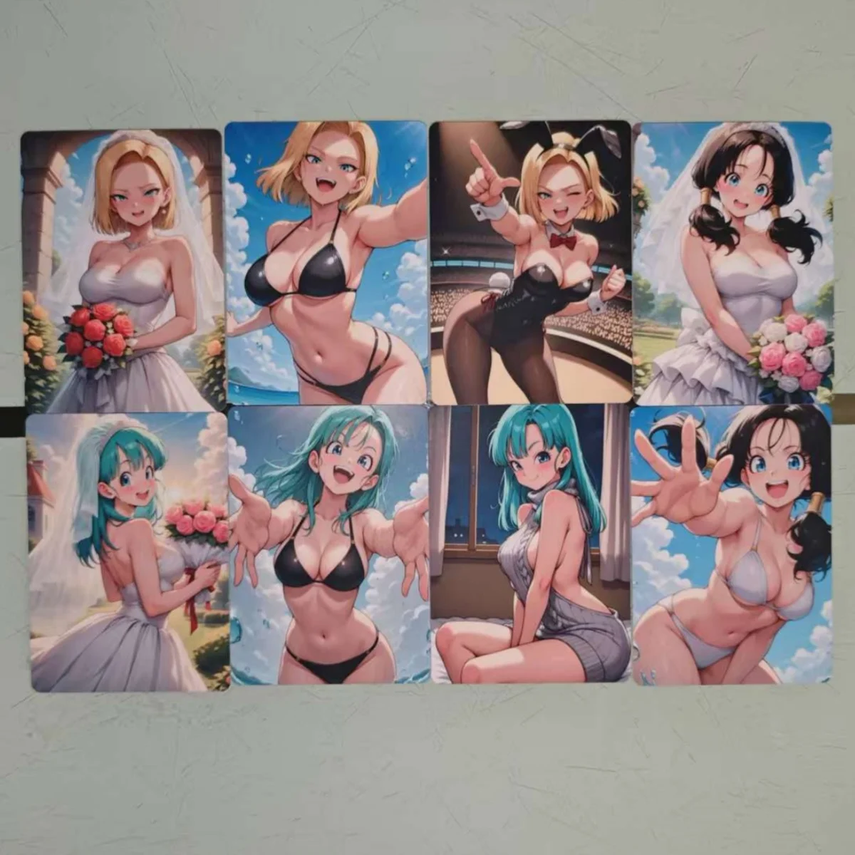 8PCS Game Animation Sexy Cards Chichi Mosaic-free ACG Android 18 Double Sided Nude Card Adult Collectible Boy Toys 18+