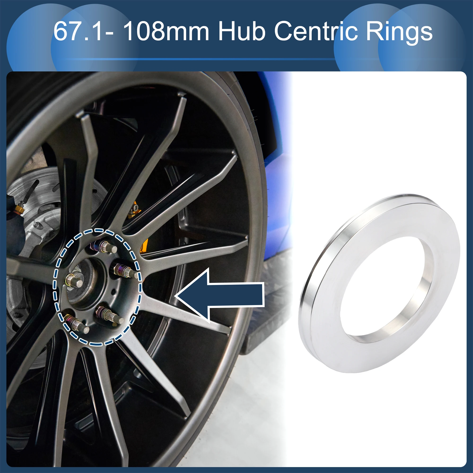 UXCELL 4pcs OD 100/108/106/106.1/112mm to ID 93.1/75.1/87.1/67.1/78.1/77.8/106.1mm Car Wheel Hub Centric Ring Aluminum Alloy