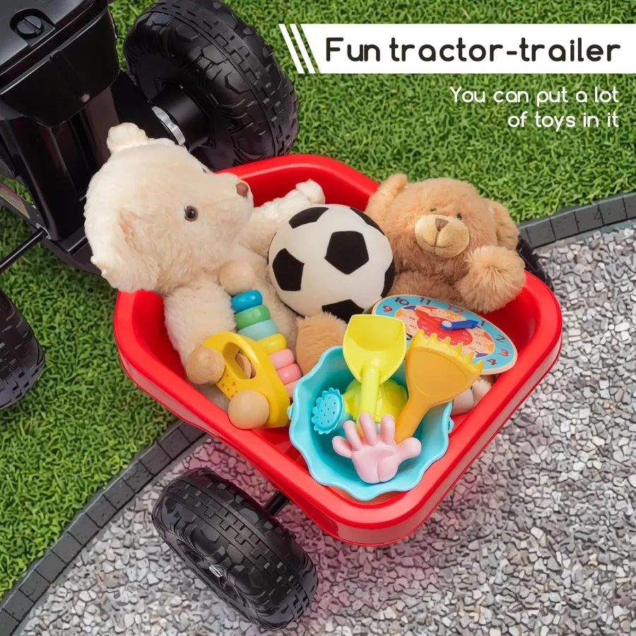 Kids Ride On Toys,6V Kids ATV Quad with Trailer for Toddlers 3 Year Old+, Electric Ride-On Car w/Wear-Resistant Tires,Music, For