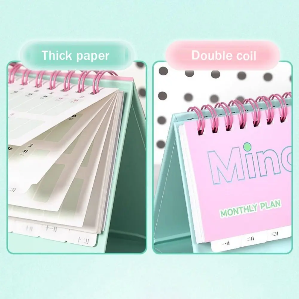 

Настольный календарь-ежедневник Memo Notes 2026 с пружинным переплетом, мультяшный дизайн, на месяц, для планирования работы и ежедневного расписания