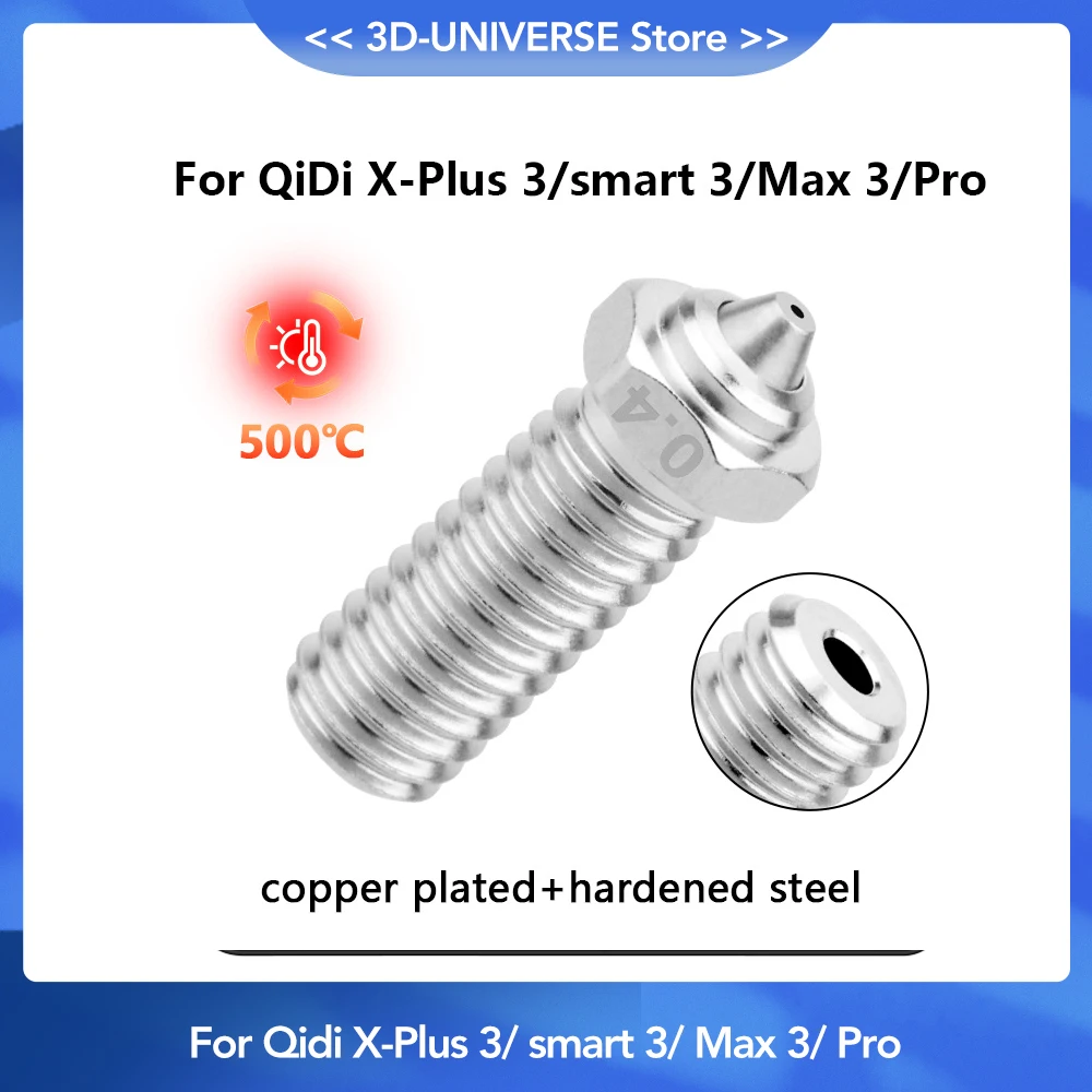 Bimetal Nozzle for QIDI Q1-Pro/X-Max 3/X-Plus 3/X-Smart 3  Plated Copper Hardened Steel Nozzle