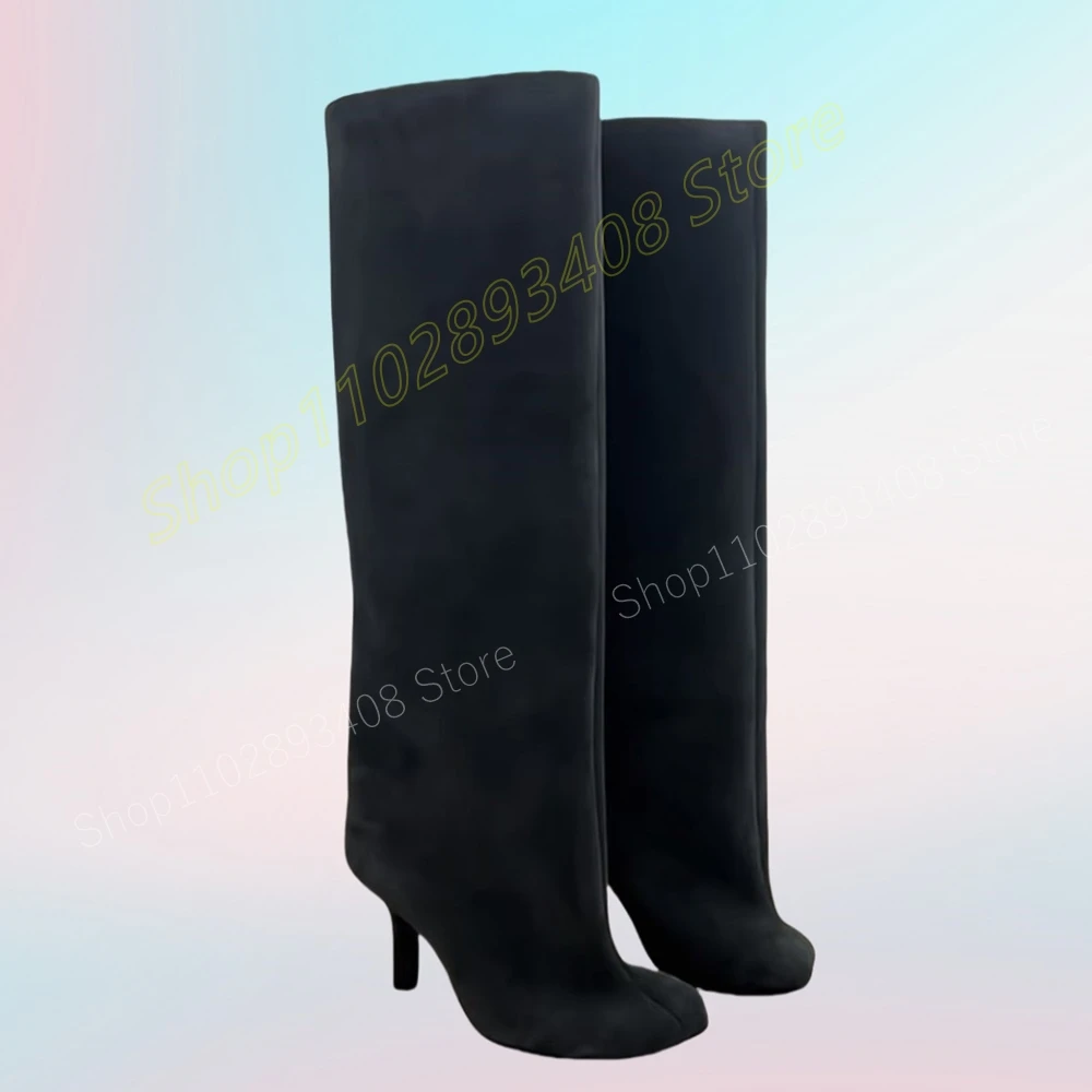 

Black Suede Split Toe Mid Calf Boots Stiletto High Heel High Quality Fashion Sexy Women Shoes 2024 Spring Zapatos Para Mujere