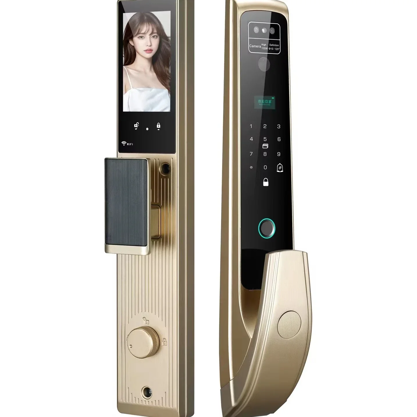 3D Video Intercom Smart Door Lock Biometric Fingerprint Key Code WiFi Network Security Door Cloud 3D Face Recognition Doorlock