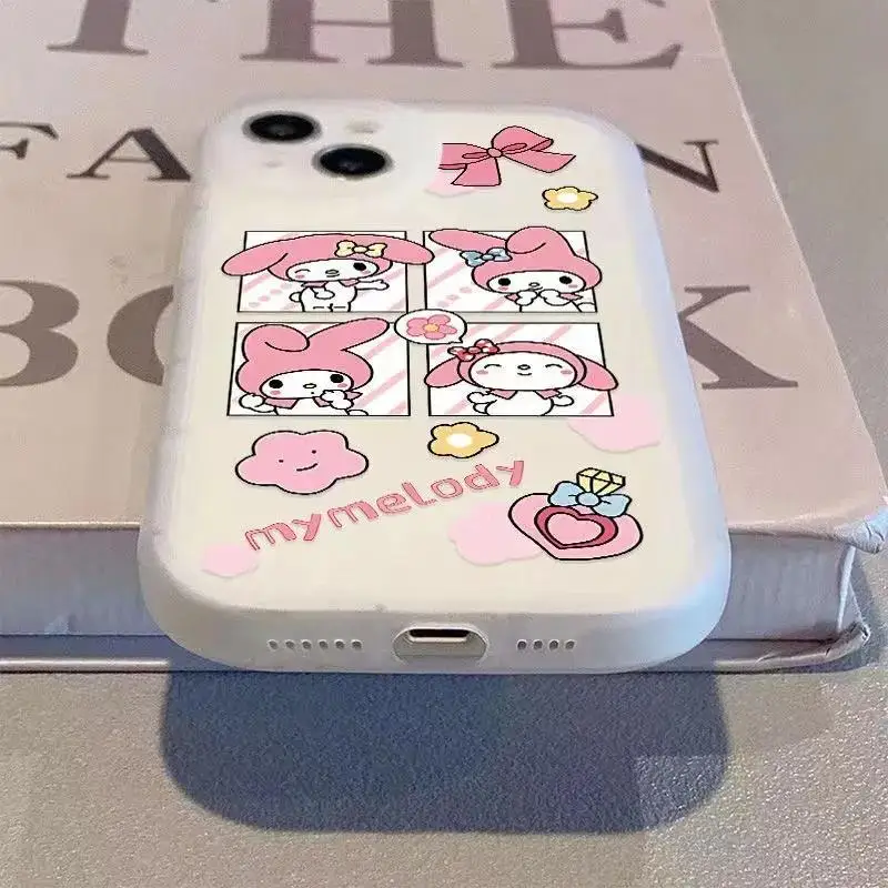 

Sanrio Kawaii My Melody Four-square Box Mobile Phone Case Anime Cartoon Lovely Exquisite Scrub Personalised Softshell