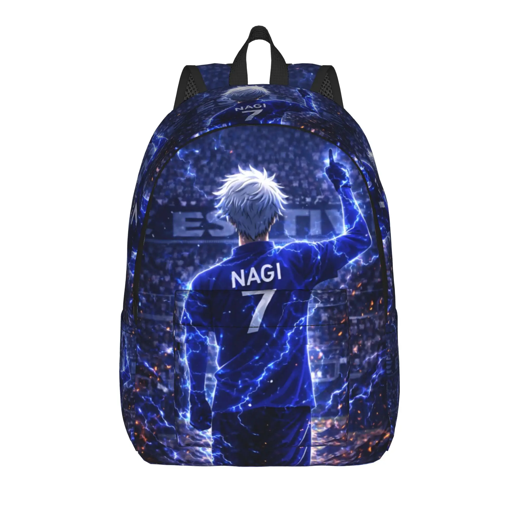 Fashion Blue Lock Football Anime Backpack  Mochilas Fashion For Work Zipper Closure Rucksack