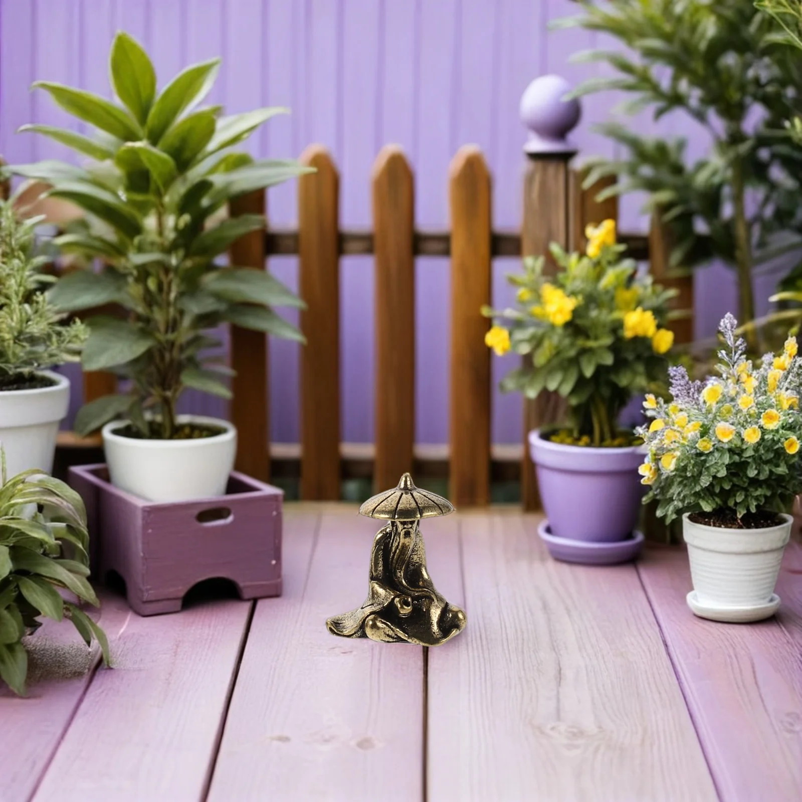 

4Pcs Micro Landscape Ornaments Mini Fisherman Monk Small Bridge Chinese Style Brass Garden Accessories Aquarium Desk Decor