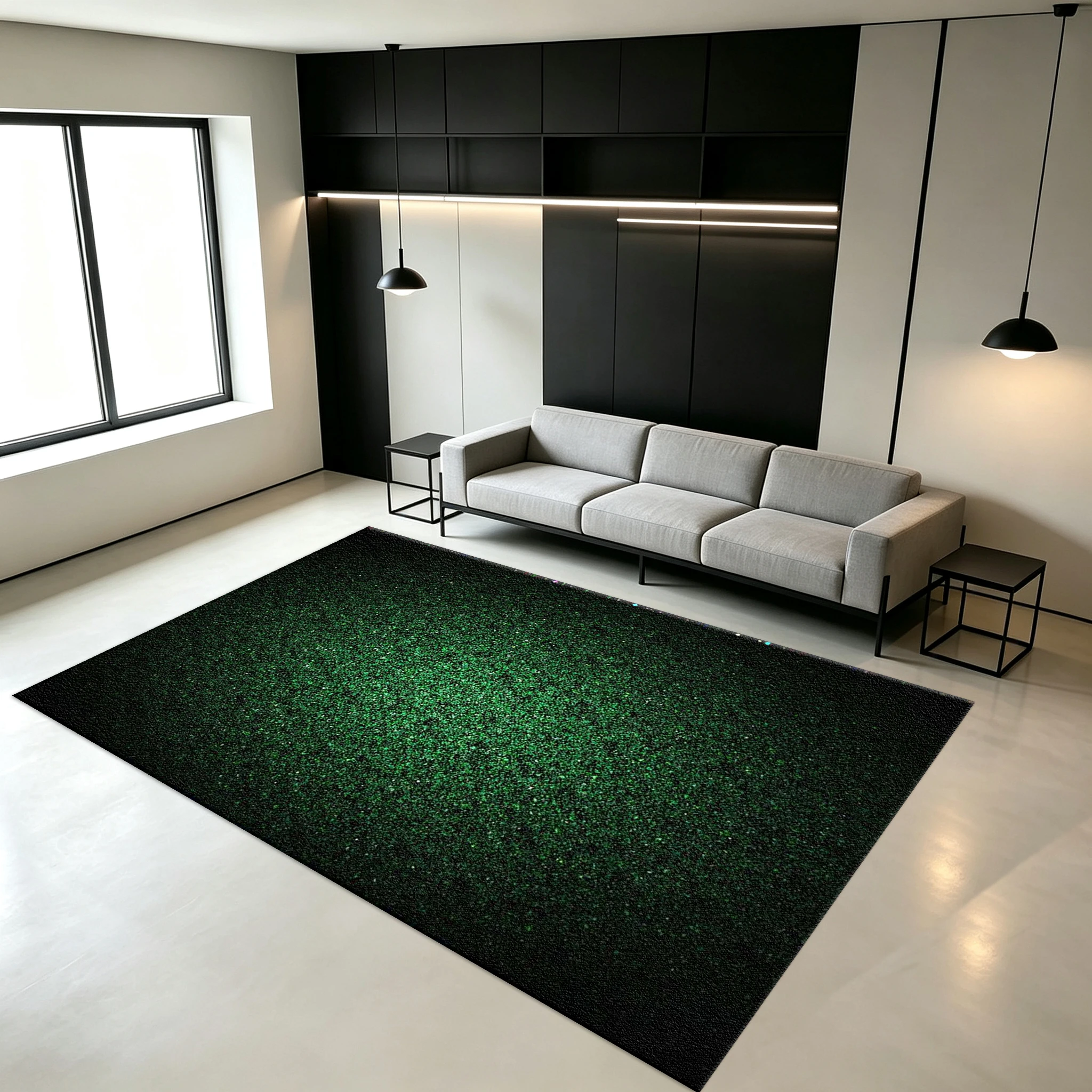 Dark Green Glitter Texture Carpet Modern Solid Color Carpet Suitable for Studio Living Room Indoor Floor Mat