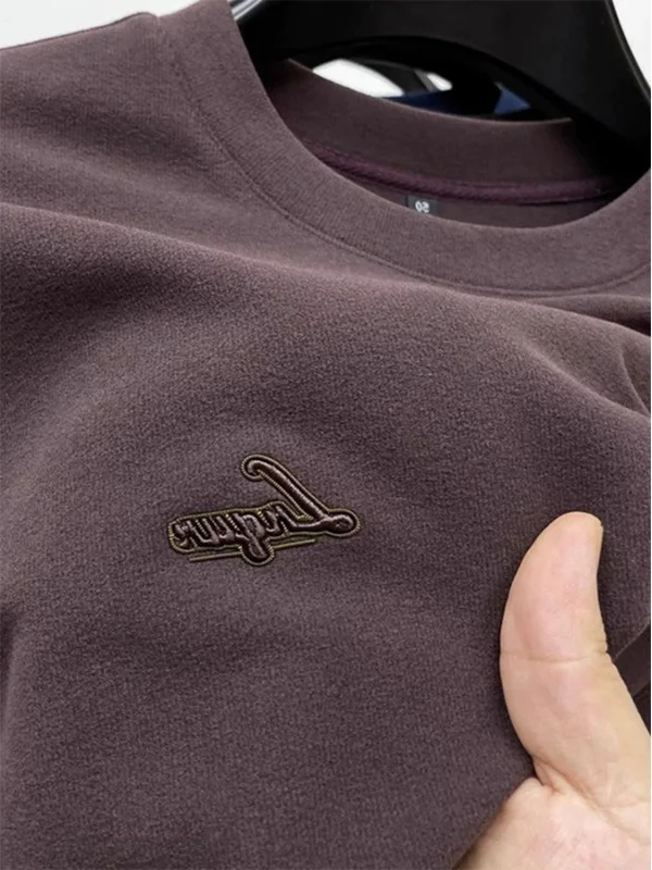 

plus Size Autumn Winter Trendy Double Sided Fce Brued round Ne Long Sve Men's Base irt Warm T-irt Inner Wear Ve...