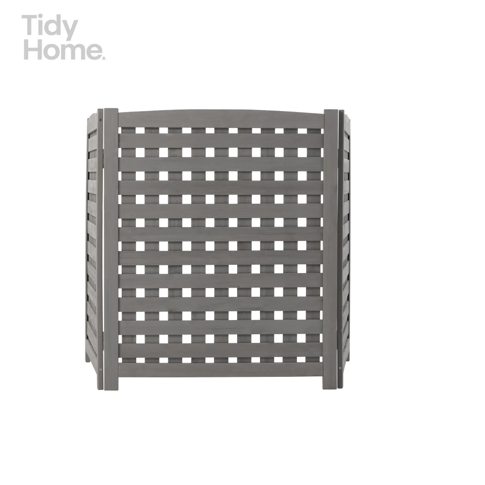 Air Conditioner Fence Screen Outside,Cedar Privacy Fence 3Panels to Hide AC/Trash Enclosure,U-shaped regulator,breathable design