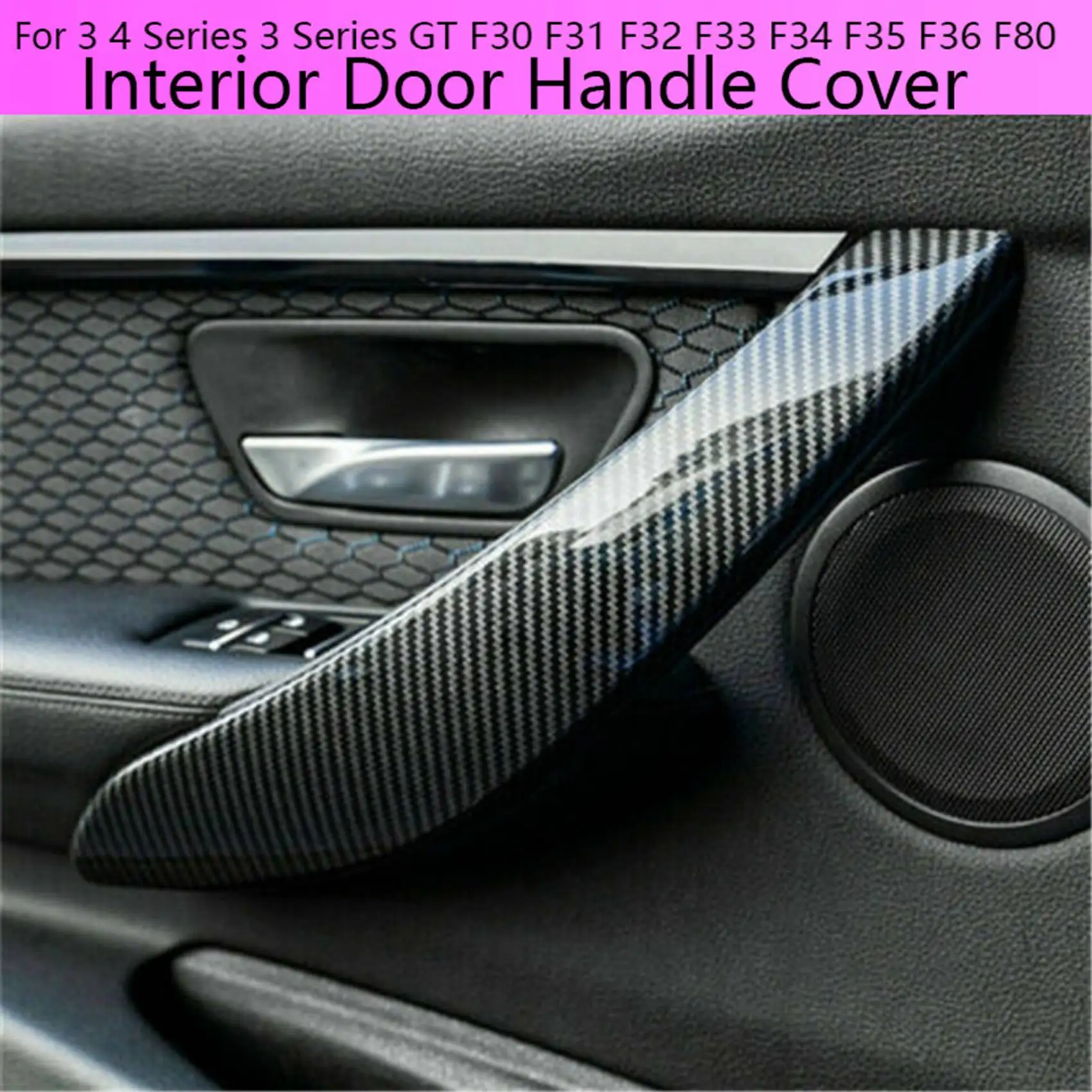 Penutup gagang pintu Interior mobil, 2 buah hitam untuk BMW 3 4 Series 3 Series GT F30 F31 F32 F33 F34 F35 F36