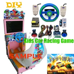 FF91 Racing Game Arcade Cabinet for Children, Driving Simulator Machine, DIY Kit Parts with Coin Acceptor Steering Wheel Wiring