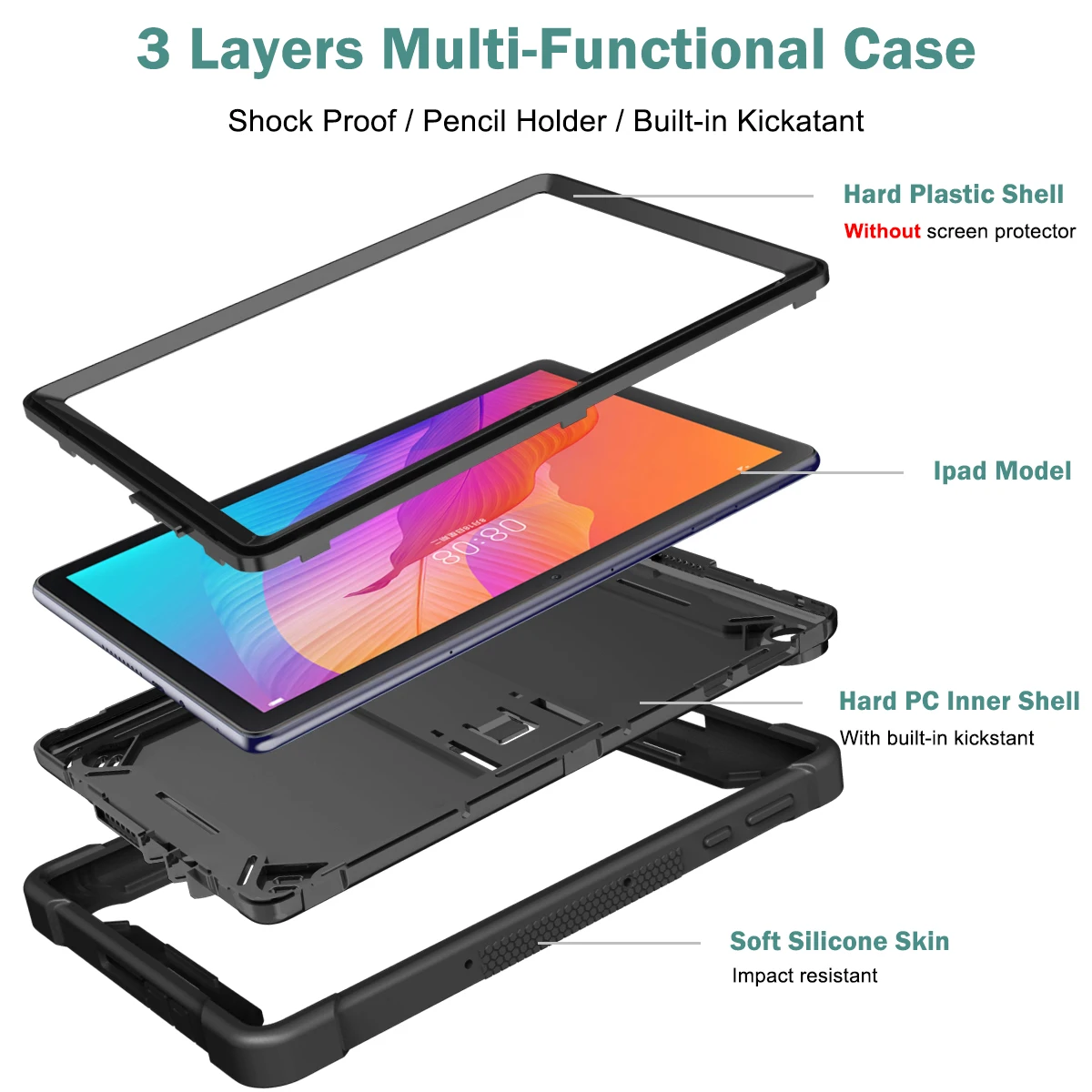 Case for Huawei MatePad T10s AGS3-W09 AGS3-L09 AL00 AGS3K-L09/W09 Heavy Duty Rugged Shockproof Matepad T10 AGR-W09 AGR-L09 Coque