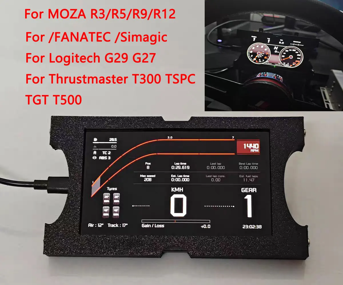 

Simracing Game Multifunctional Dashboard Dashboard 5-inch IPS Screen Display Meters PC USB For Logitech /SIMAGIC FANATEC /MOZA