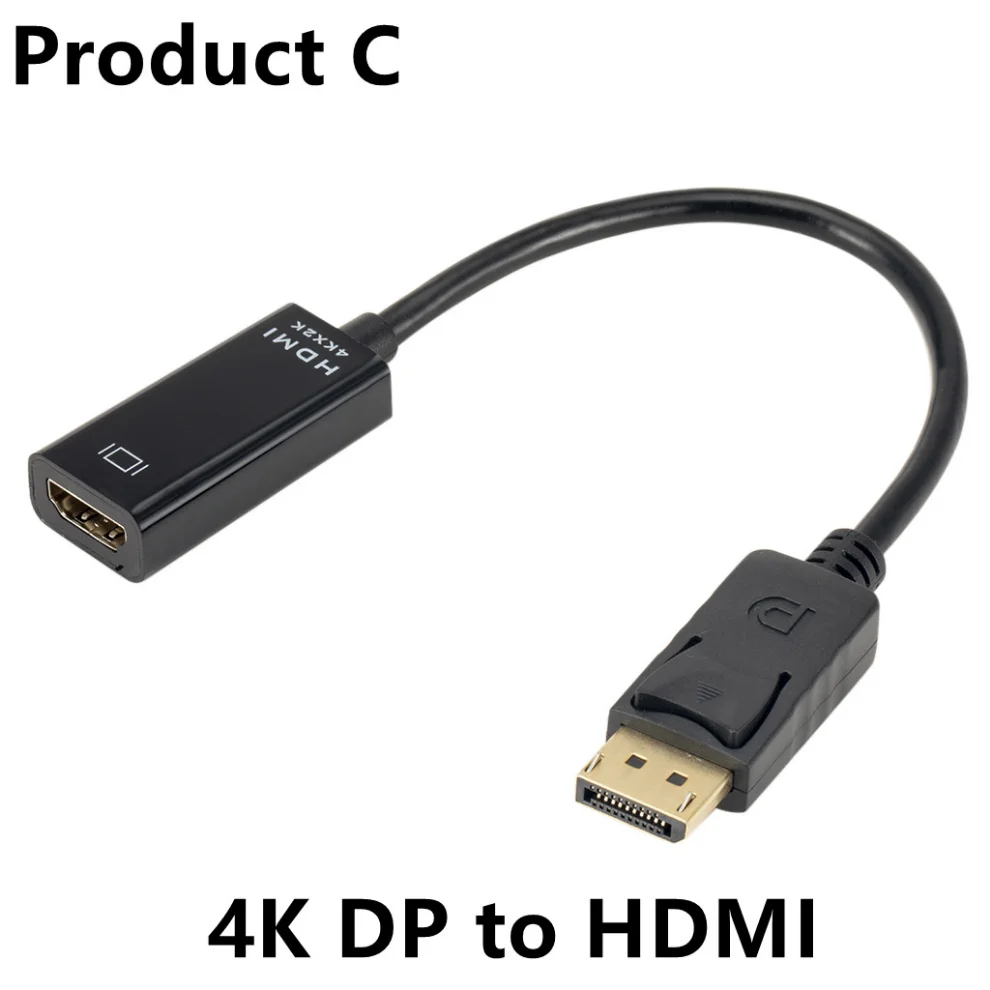 4k dp para hdmi-conversor de adaptador compatível displayport para hdmi cabo dp macho para hdmi fêmea hd tv vídeo adaptador de áudio para tv pc