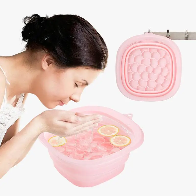 

Foldable Silicone Ice Bowl with Integrated Ice Cube Tray for Facial Skin Care and Beverage Chilling at Home