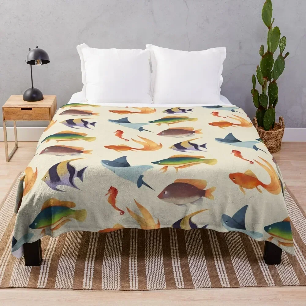 

School Of Fish Throw Blanket anime Large Blankets