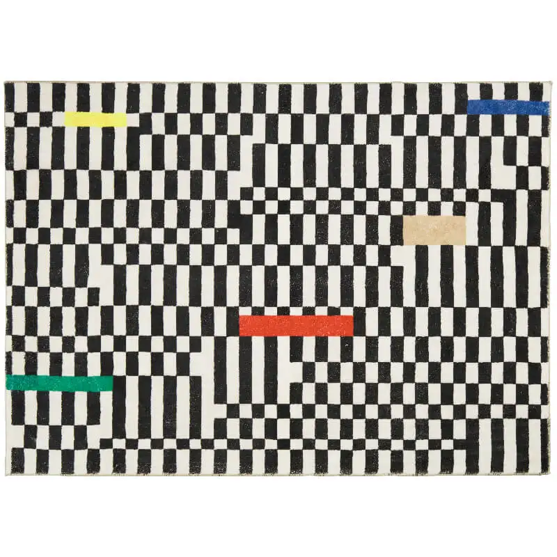 Carpets For Living Room Home Decor Light Luxury Abstract VertigoFashion Black White Plaid Art Chessboard Bedroom Polyester Rugs