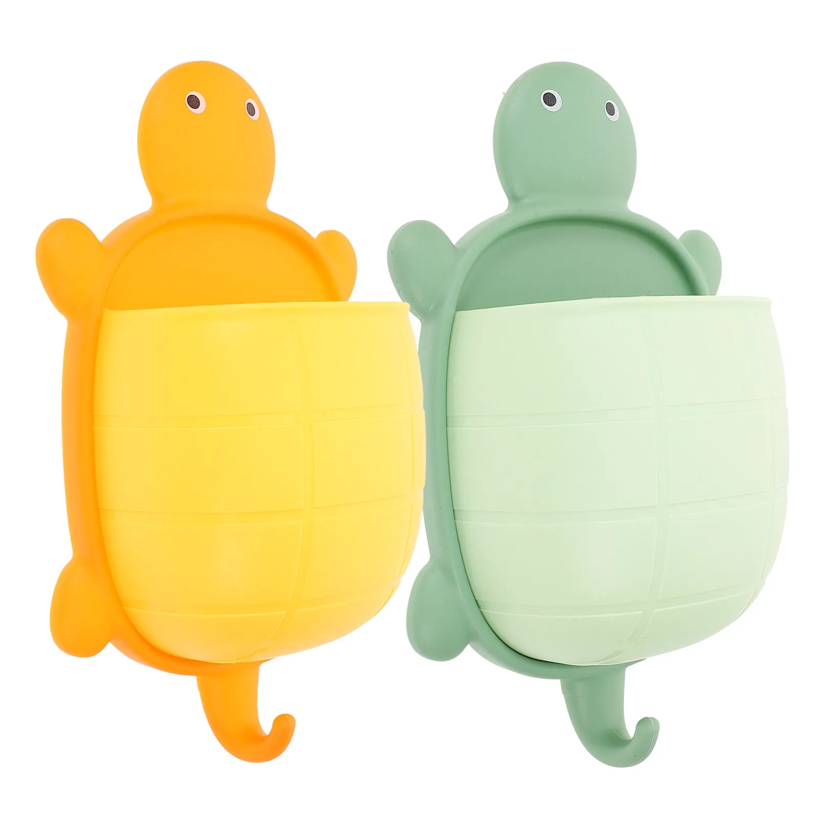 

2pcs Cartoon Turtle Toothbrush Holder Bathroom Storage Mounted Shower Organizer Design for Home Office