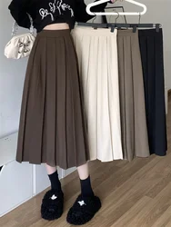 Modest Skirts for Women Korean Style Long Black Skirt Women's Pleated Skirt Relaxation Long Skirts for Women Student
