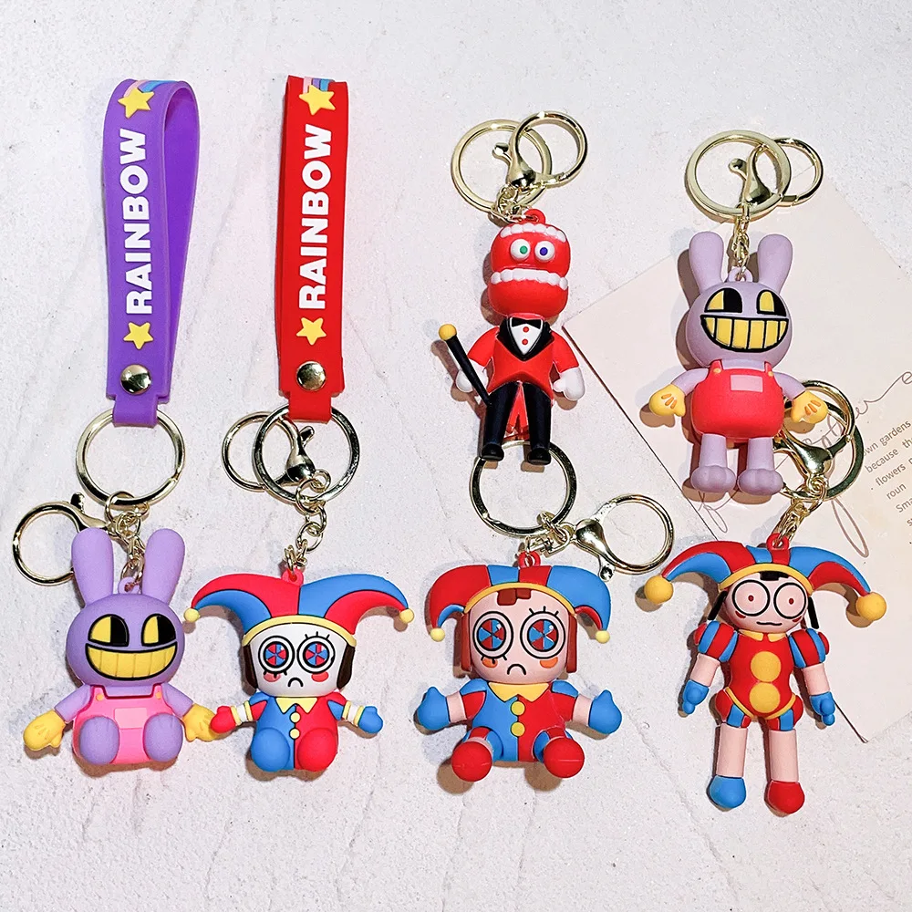 Magical Digital Circus Cartoon Keychain Toy Theater Rabbit Doll Filling Toy Children's Car Key Chain Bag Pendant Birthday Gift