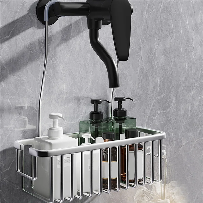

A03I-Aluminium Bathroom Shelf Without Drilling, Shower Shelf Shelves Shampoo Holder, Basket Storage Organizer Bathroom Durable