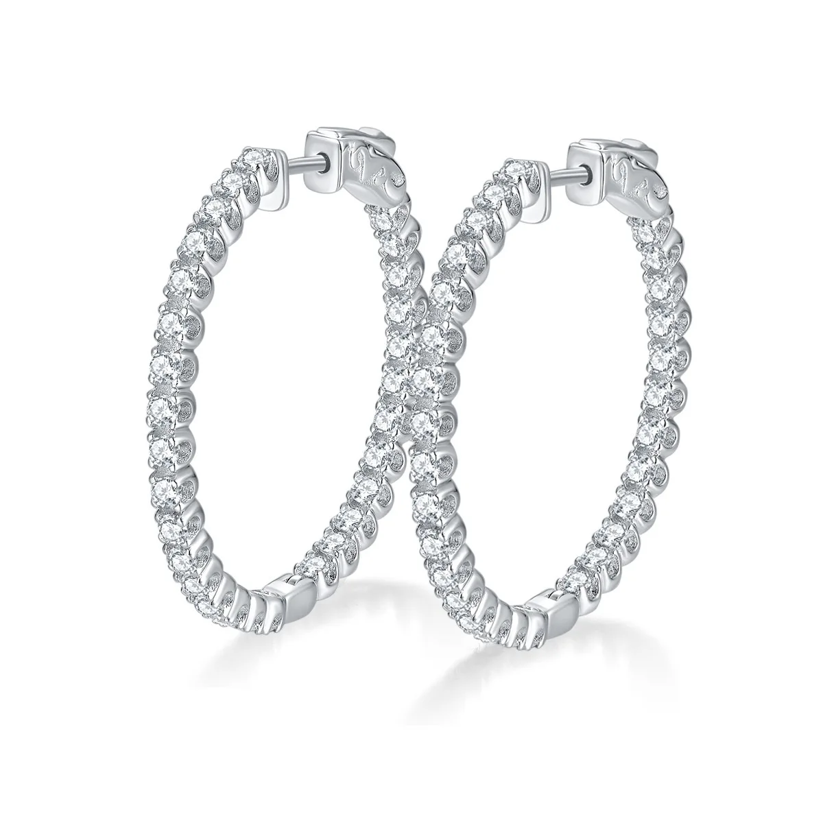 Pure 925 Sterling Silver Cute Earrings Moissanite Circle Wedding Engagement Party Lover Friendship Gifts Hot Classic Jewelry