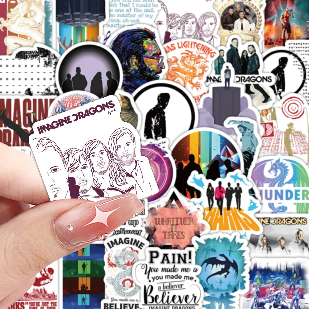 10/60PCS Imagine Dragons Stickers Rock Singer Cartoon Graffiti DIY Fans Gift Decoration Laptop Guitar Car Bike Sticker Toy