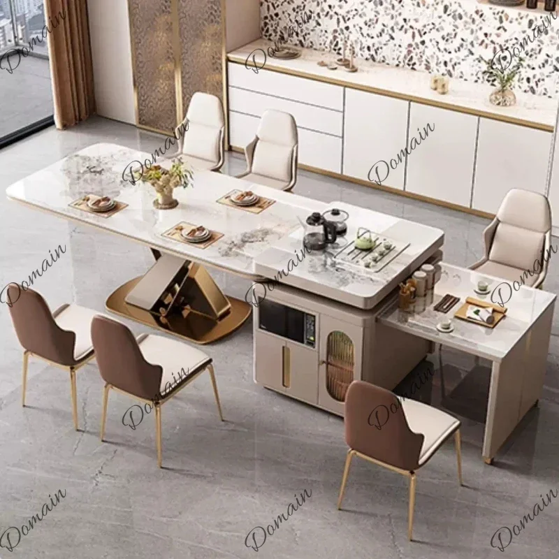 46XX 140cm 160cm 180cm Modern Dining Table Set Of 6 Chairs Luxury Rock Slab Square Dining Tables Kitcjen Pliante Home Furniture