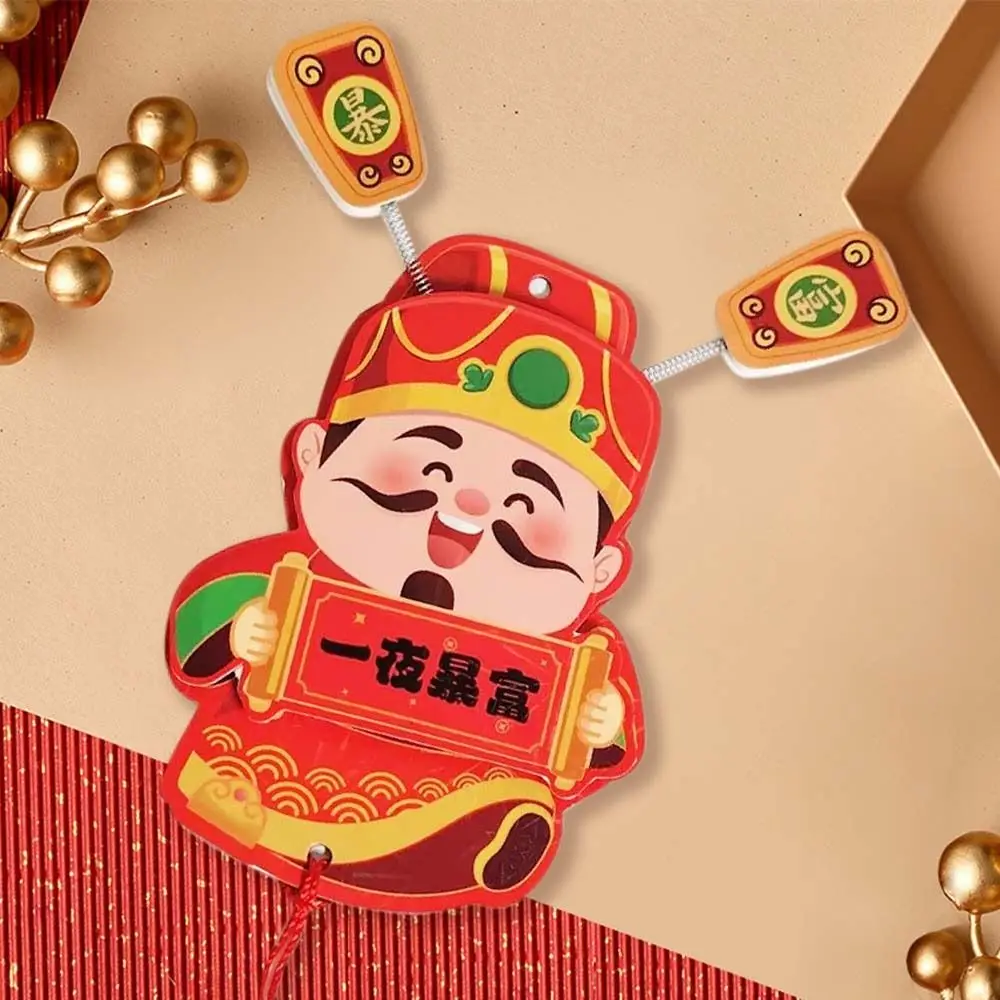 Cute Chinese God of Wealth Fridge Magnets Festive Cartoon Snake Year Hanging Pendent Traditional with Tassels