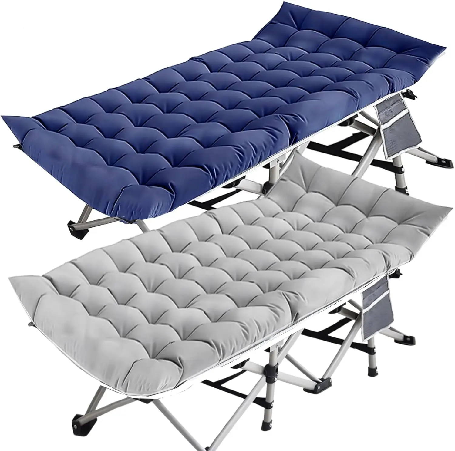 

Camping Cot for Adults, 2 Pack Heavy Duty Sleeping Cots with Carry Bag, Double Layer Oxford Portable Travel Camp Cots