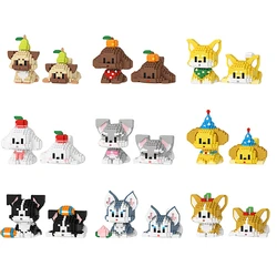 New Cute Double Mini Puppy Series Micro-Particle Children's Educational Assembled Building Blocks Cartoon Ornaments Gift