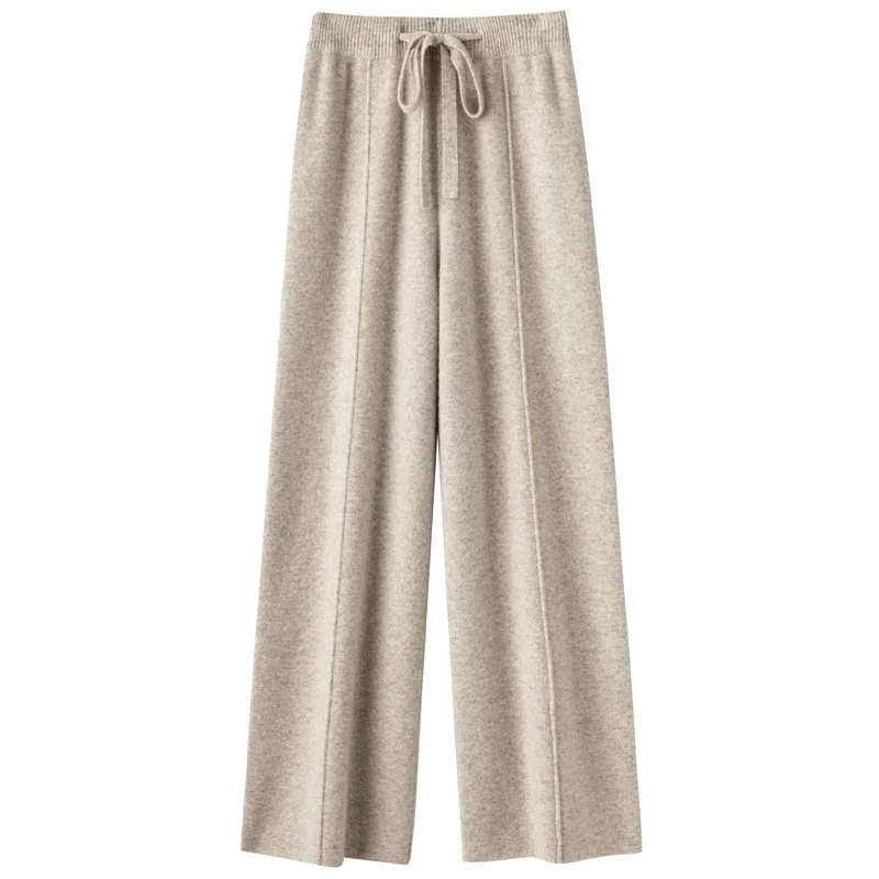 

Tailor Sheep Women's 100% Wool Knitted Wide Leg Pants Casual and Comfortable Autumn and Winter Long Women's Wide Leg Pants