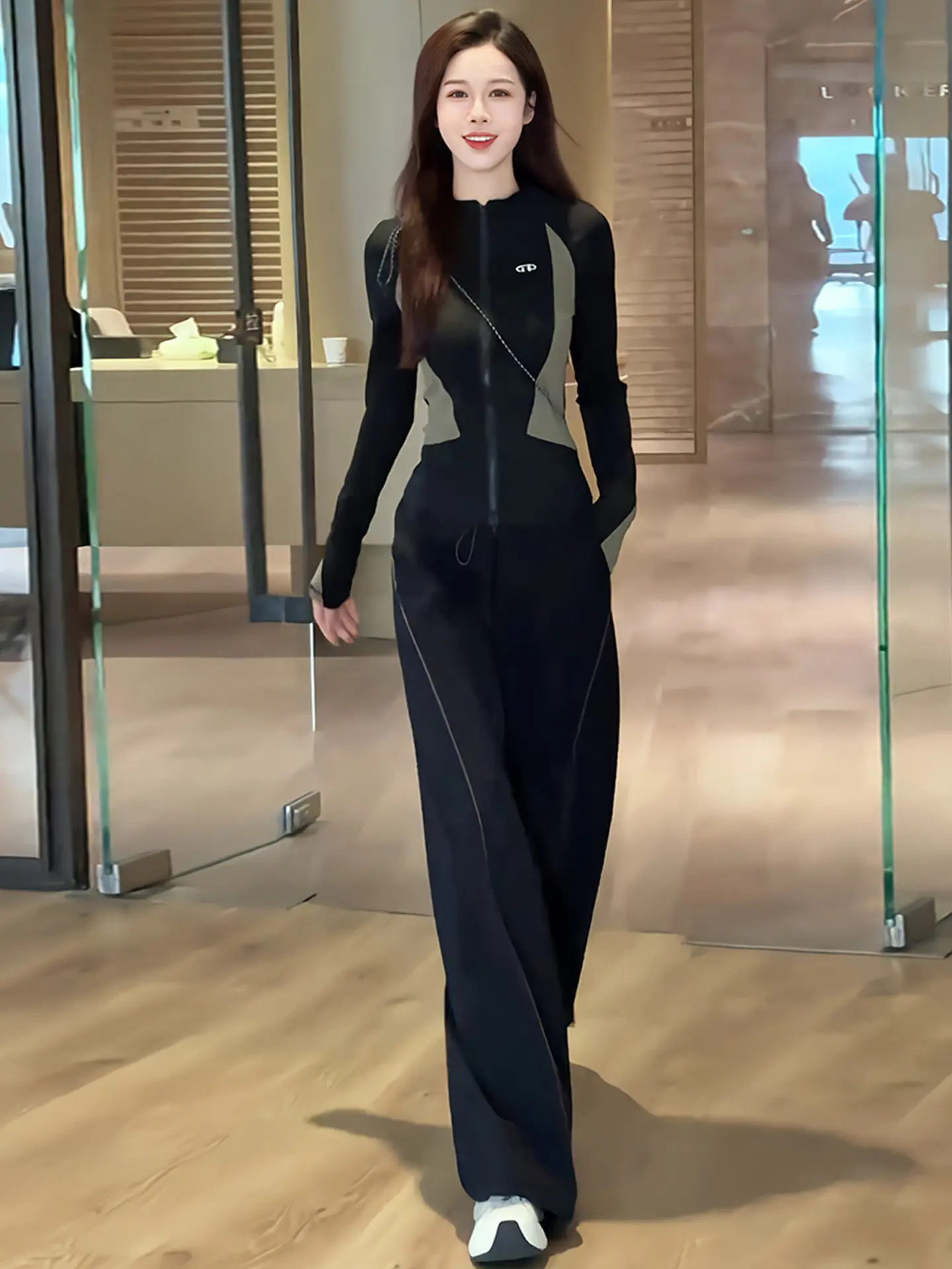 

Women's Fitn Casual Sportswear Set High Waist Wide Leg Pants Slim Fit Open Cardigan Top Spring 2026 High End Brand Two Pie...