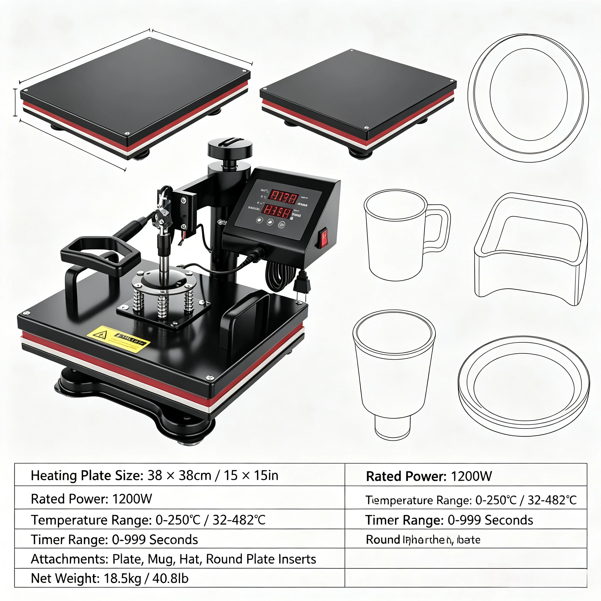 290×380mm 8 In 1 Digital Heat Press Machine Multifunctional Digital Combo Heat Transfer Equipment For DIY Craft Printing
