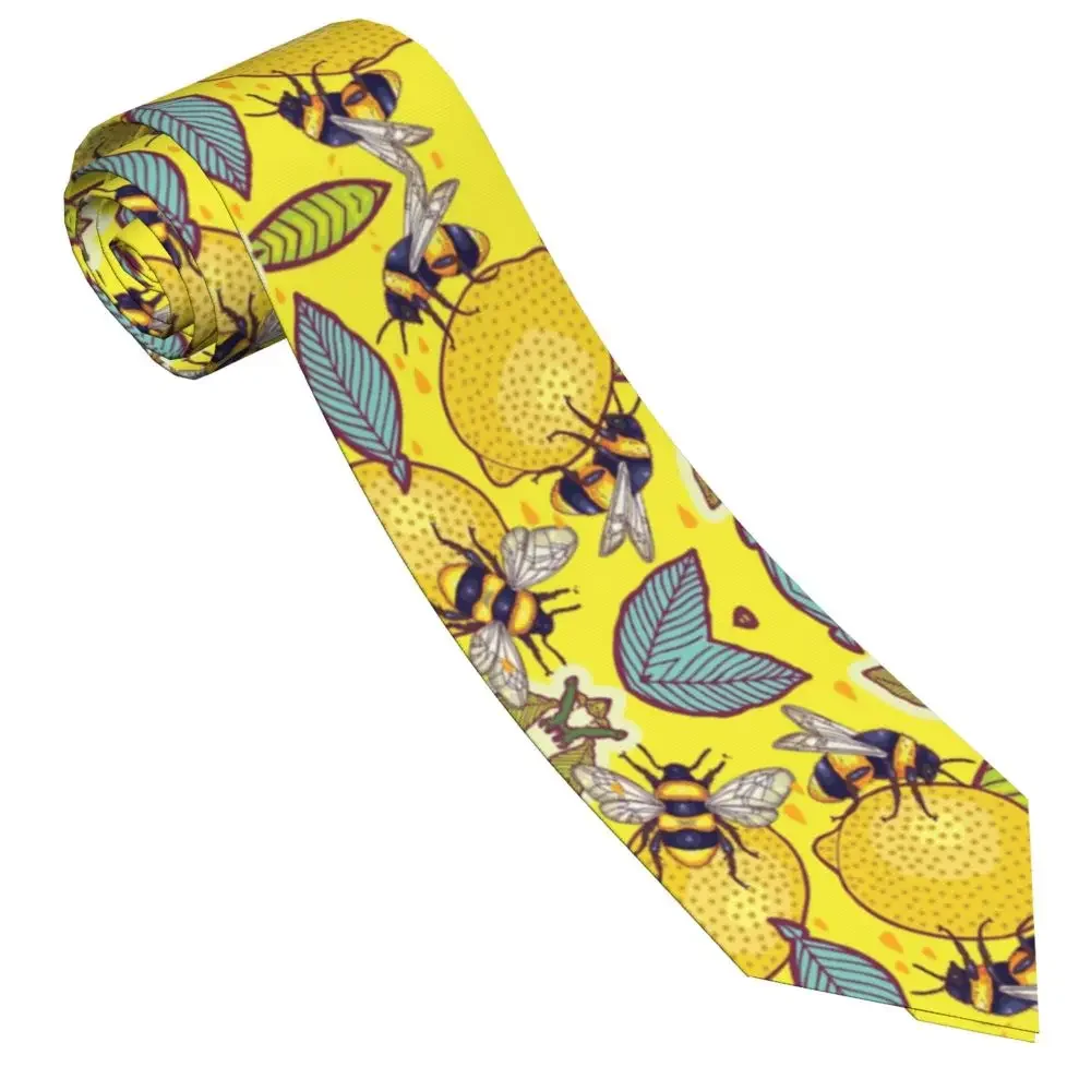 Yellow Lemon Bee Necktie Men Women Polyester 8 cm Yummy Fruits Neck Tie for Men Slim Classic Shirt Accessories Cravat Business