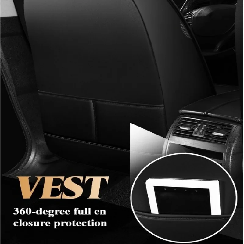 غطاء مقعد السيارة مصنوع من جلد البولي يوريثان قابل للتنفس ومقاوم للماء وخصر ناعم ومتين وغطاء وسادة مكون من 5 مقاعد