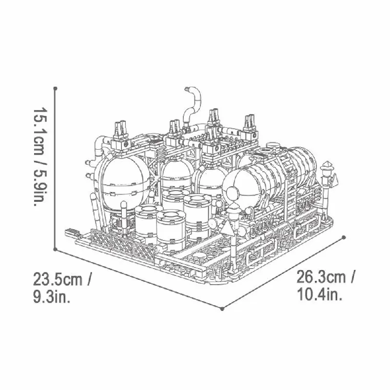 Moc engenharia de petróleo modular modelo de montagem de blocos de construção brinquedo, presente de aniversário para crianças e adultos, 666 peças