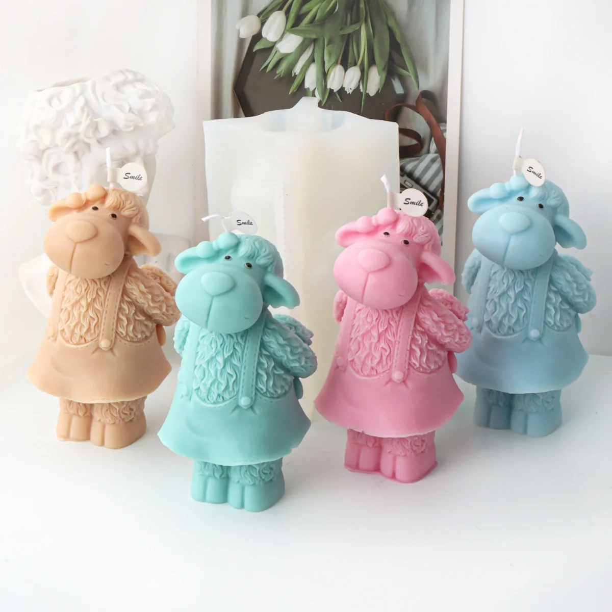 Stehende Schafe Silikonform Gesamtkleid Lamm Schwester Malerei Gips Harzform Tierseife DIY Werkzeug Festliche Geburtstagsgeschenke