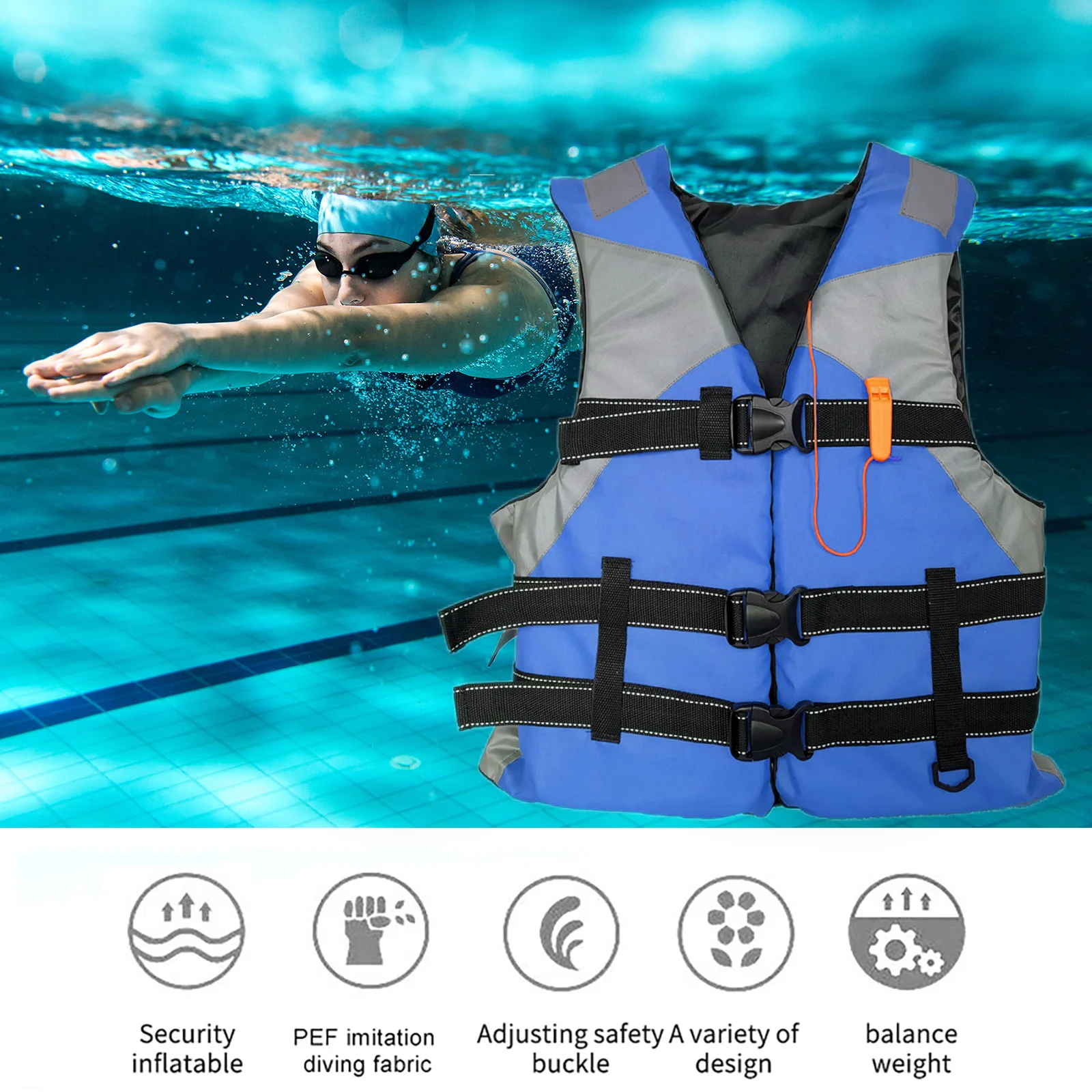 Floating Jacket for Adults Lightweight Safety Life Vest Portable Safety Swimming Float Jacket Buoyancy Aids for Fishing Kayaking