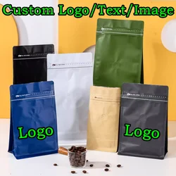 100PCS Aluminum Foil Zipper Coffee Beans Valve Packaging Bag DIY Logo Print Heat Sealing Snack Candy Spice Tea Storage Pouches