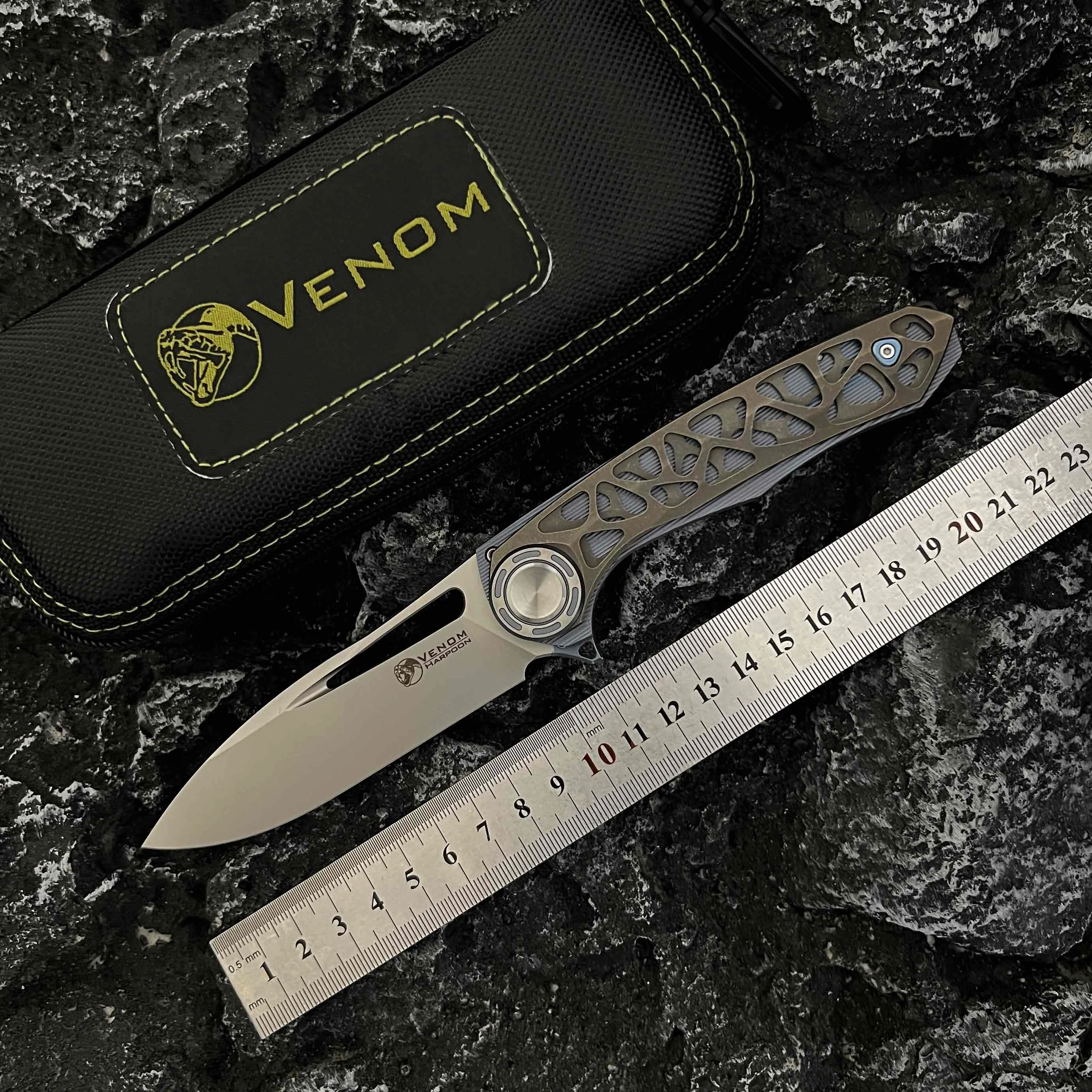 VENOM HARPOON 8.5-inch Flip Folding Knife M390 Blade Titanium Alloy Tactical Outdoor Camping Hunting Fishing Pocket EDC Tool
